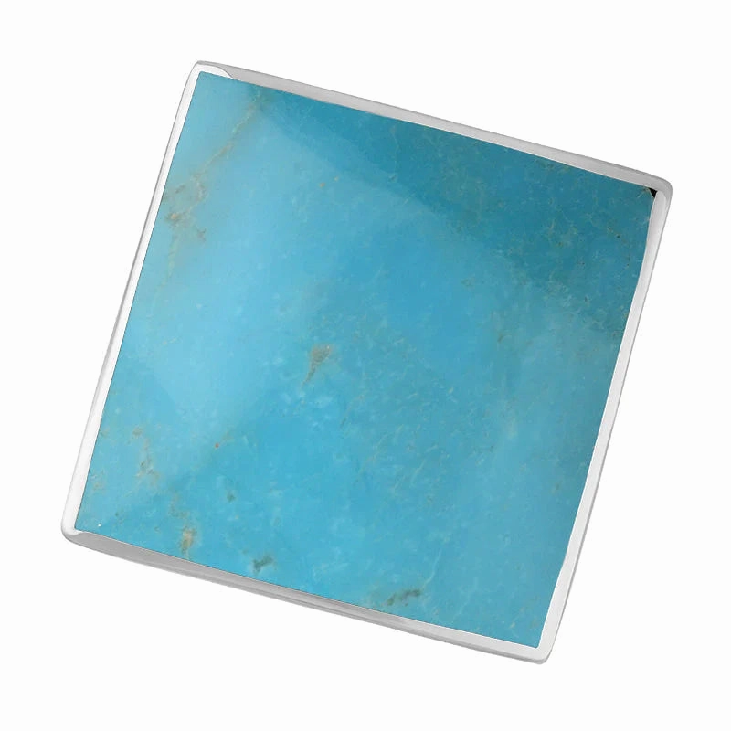 9ct White Gold Turquoise King's Coronation Hallmark Large Rhombus Ring D