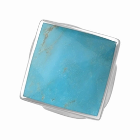 9ct White Gold Turquoise King's Coronation Hallmark Medium Rhombus Ring D