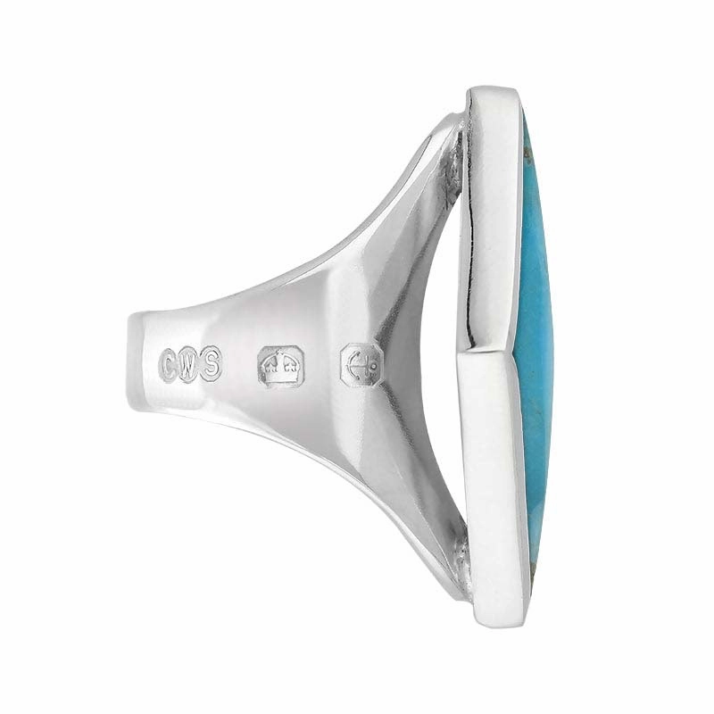 9ct White Gold Turquoise King's Coronation Hallmark Medium Rhombus Ring D