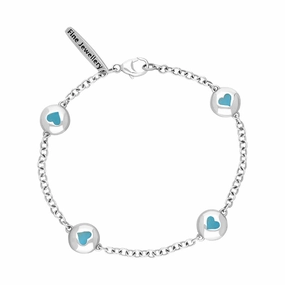 9ct White Gold Turquoise Oval Heart Detail Four Stone Bracelet
