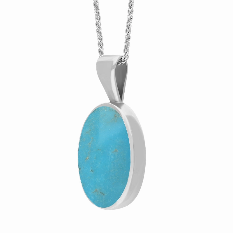 9ct White Gold Turquoise Oval Necklace