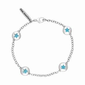 9ct White Gold Turquoise Oval Star Detail Four Stone Bracelet