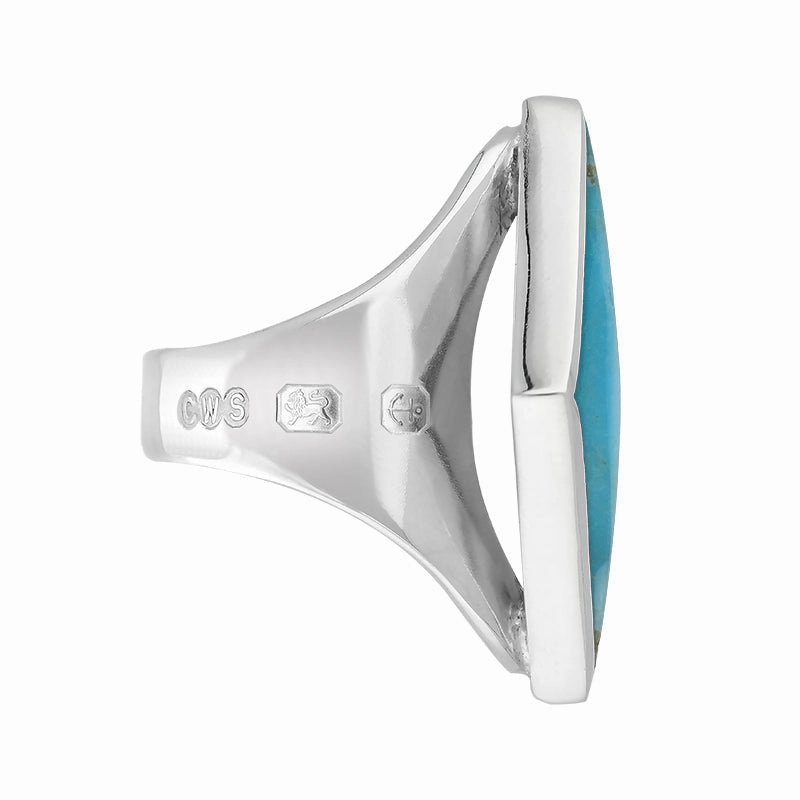 9ct White Gold Turquoise Queen's Jubilee Hallmark Medium Rhombus Ring D