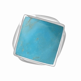 9ct White Gold Turquoise Queen's Jubilee Hallmark Small Rhombus Ring D