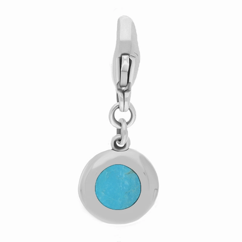 9ct White Gold Turquoise Round Shaped Star Clip Charm