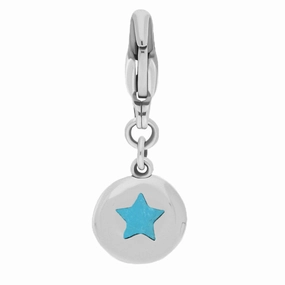 9ct White Gold Turquoise Round Shaped Star Clip Charm