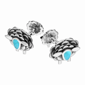 9ct White Gold Turquoise Sheep Chain Link Cufflinks