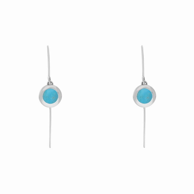 9ct White Gold Turquoise Star Disc Drop Earrings