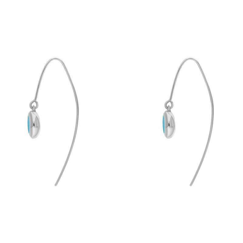 9ct White Gold Turquoise Star Disc Drop Earrings