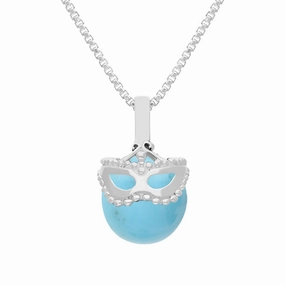 9ct White Gold Turquoise Zodiac Gemini 9mm Bead Pendant