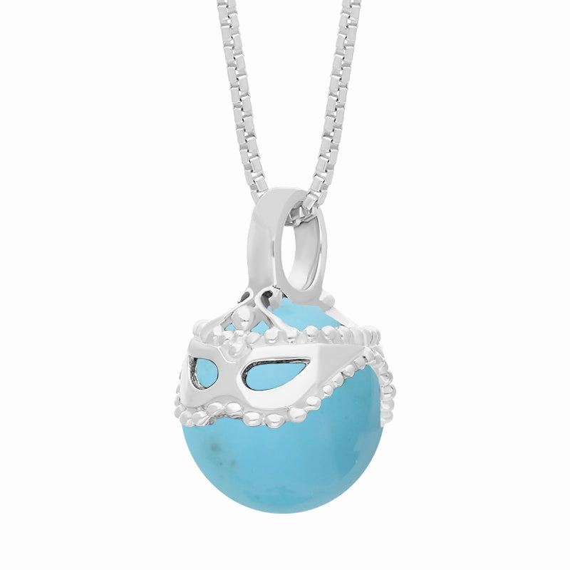 9ct White Gold Turquoise Zodiac Gemini 9mm Bead Pendant