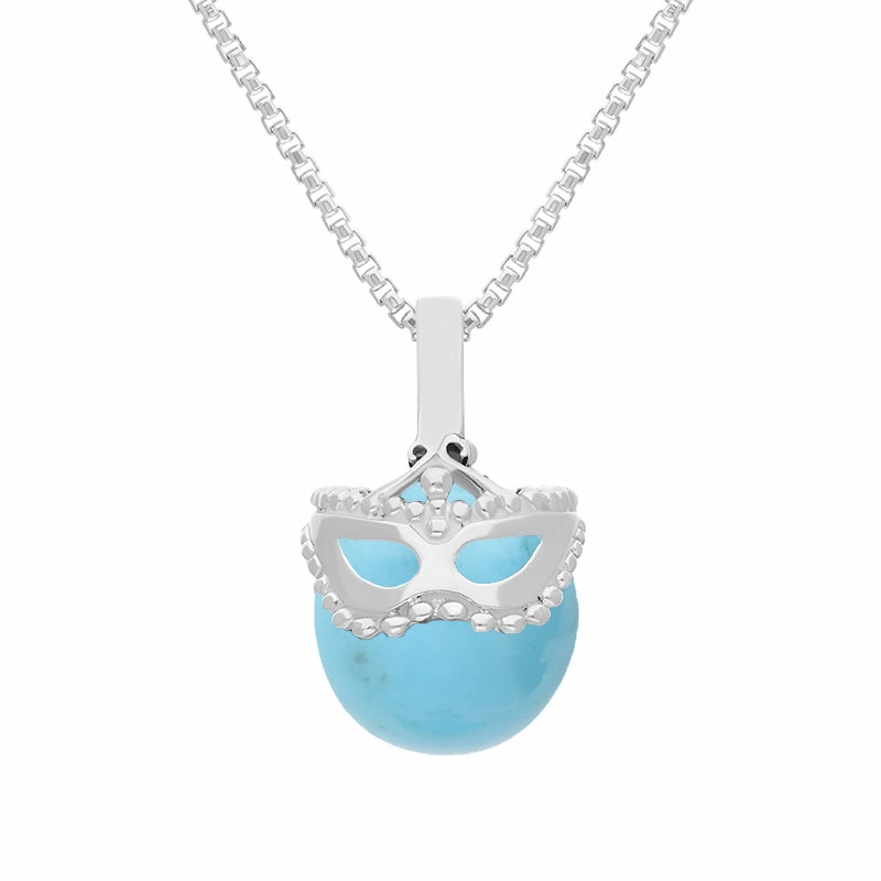 9ct White Gold Turquoise Zodiac Gemini 9mm Bead Pendant