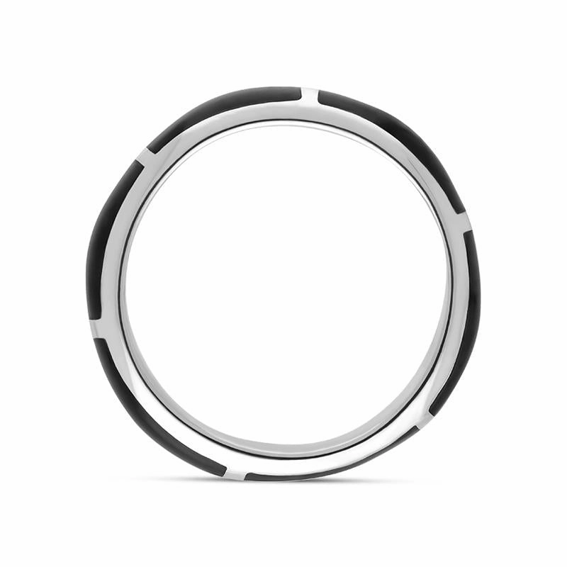 9ct White Gold Whitby Jet 6mm Gap Wedding Band Ring