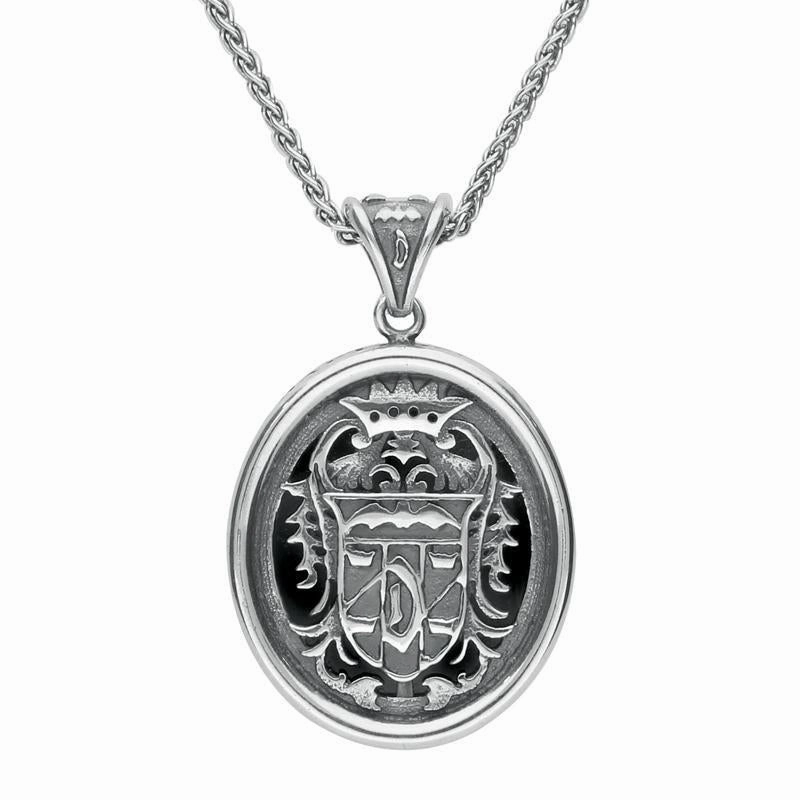9ct White Gold Whitby Jet Commemorative Dracula Necklace