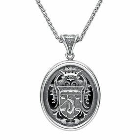 9ct White Gold Whitby Jet Commemorative Dracula Necklace