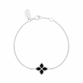 9ct White Gold Whitby Jet Eden Marquise Flower Bracelet
