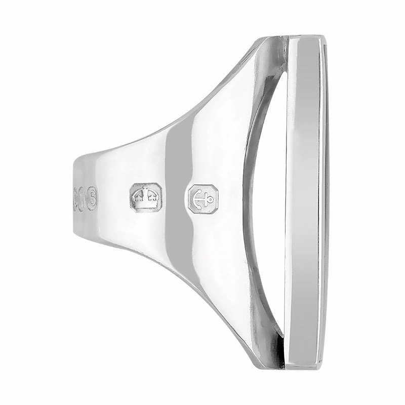 9ct White Gold Whitby Jet Queen's Jubilee Hallmark Large Square Ring D