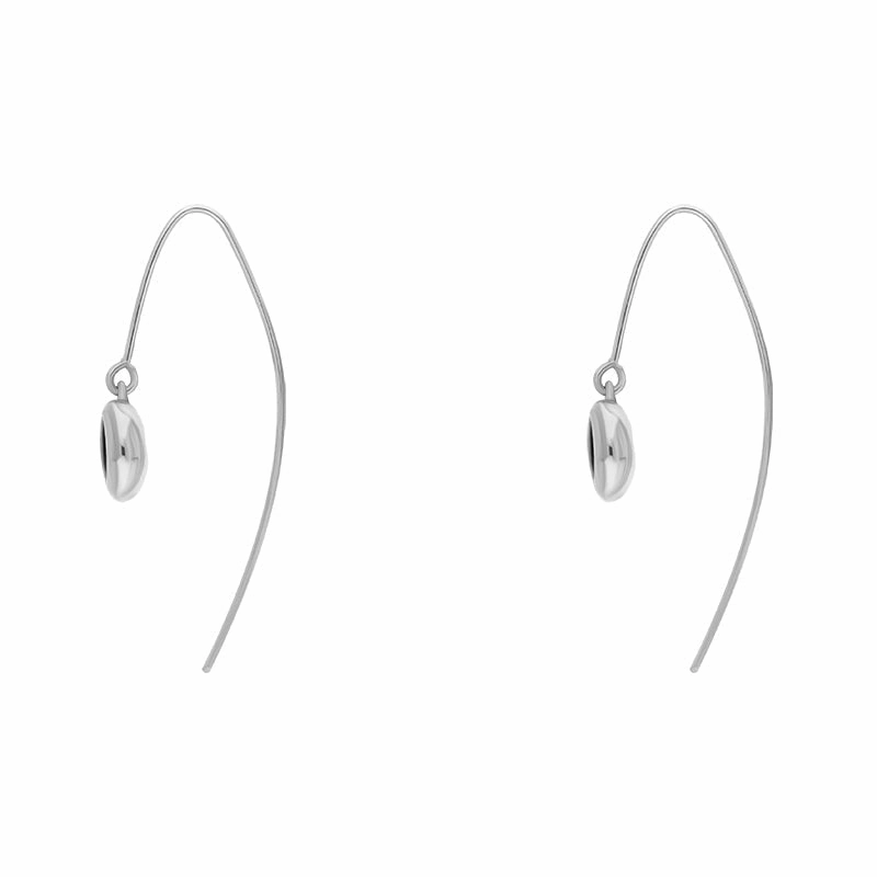 9ct White Gold Whitby Jet Star Disc Drop Earrings