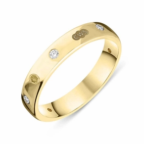 9ct Yellow Gold 0.15ct Diamond King's Coronation Hallmark 4mm Ring D