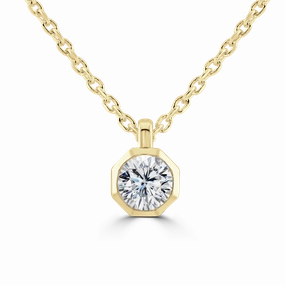 9ct Yellow Gold 0.25ct Lab Grown Diamond Solitaire Octagonal Necklace