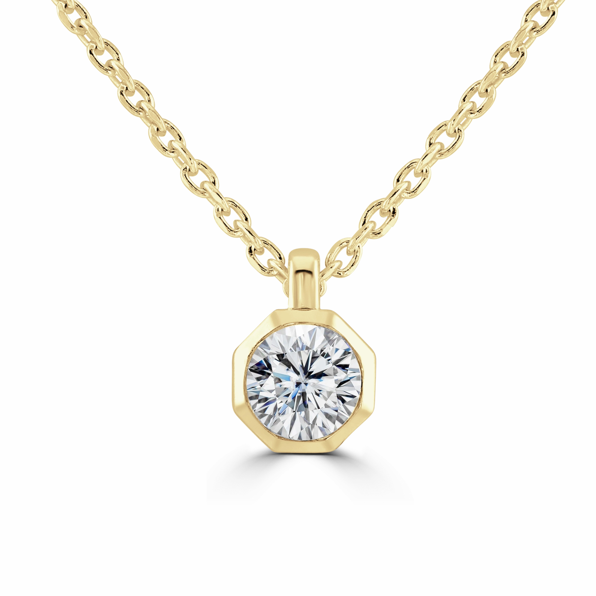 9ct Yellow Gold 0.25ct Lab Grown Diamond Solitaire Octagonal Necklace