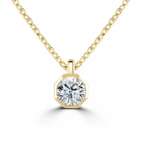 9ct Yellow Gold 0.30ct Lab Grown Diamond Solitaire Octagonal Necklace