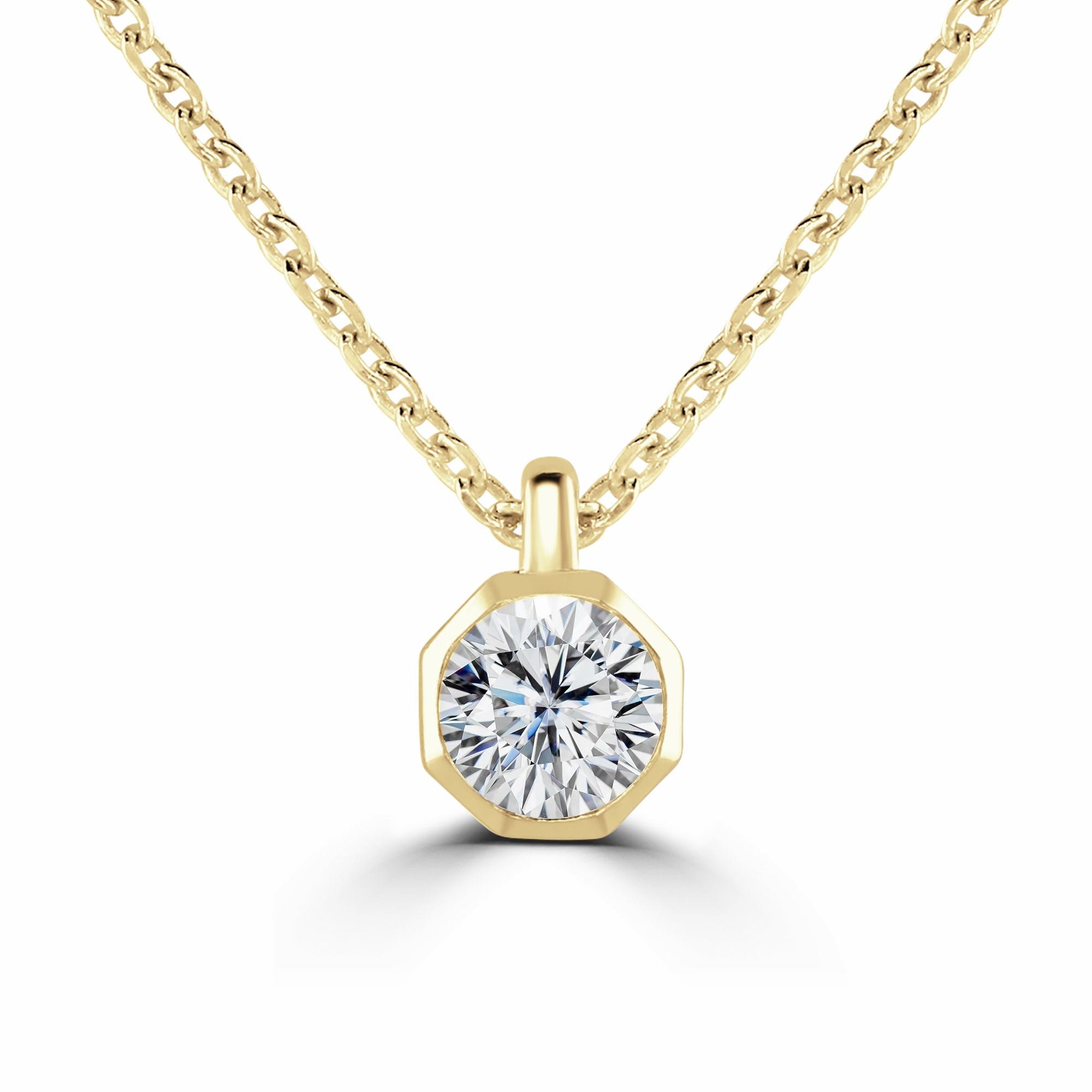 9ct Yellow Gold 0.30ct Lab Grown Diamond Solitaire Octagonal Necklace