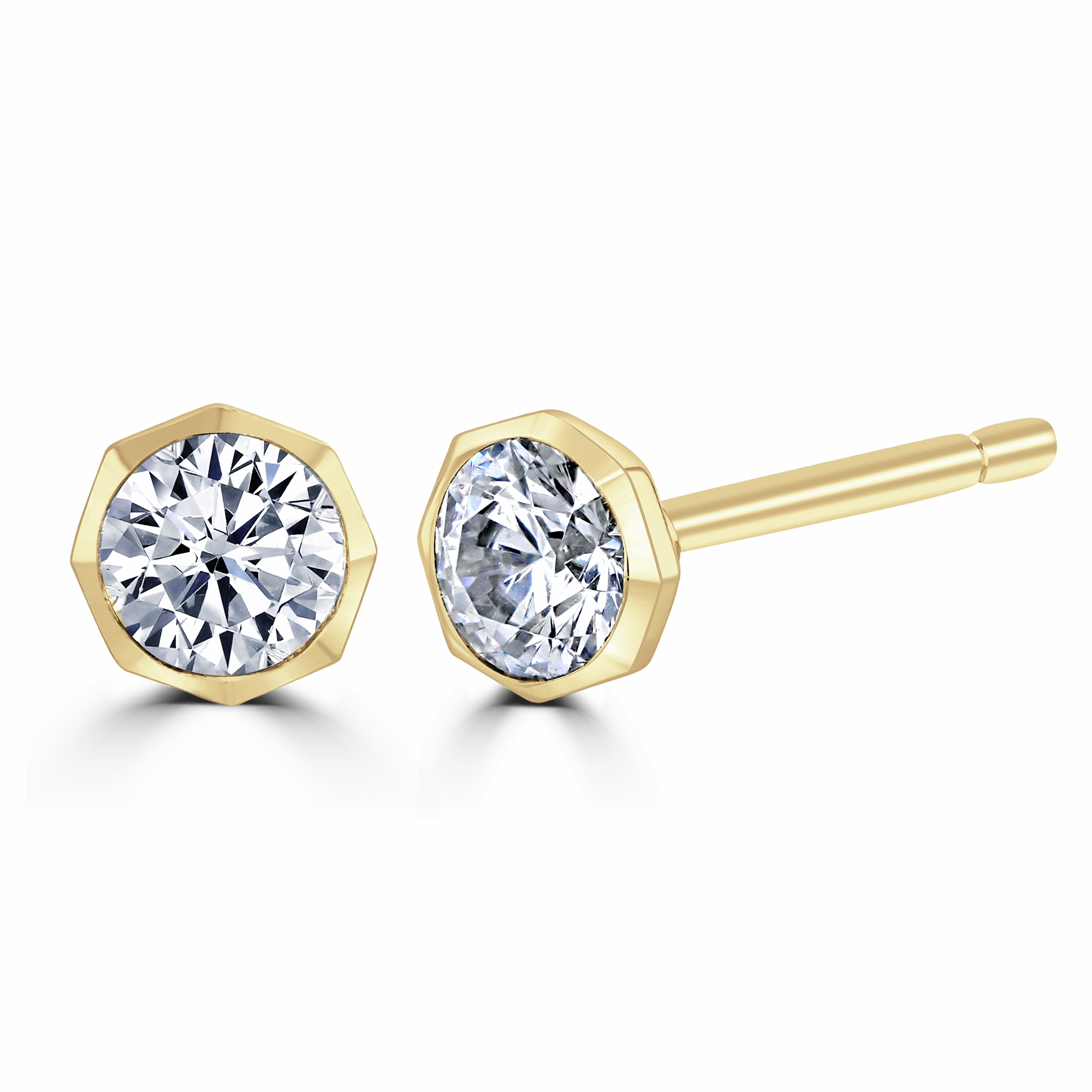 9ct Yellow Gold 0.40ct Diamond Solitaire Octagonal Stud Earrings