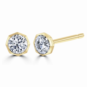 9ct Yellow Gold 0.40ct Diamond Solitaire Octagonal Stud Earrings