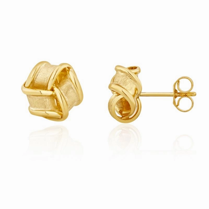 9ct Yellow Gold 10mm Looped Knot Stud Earrings