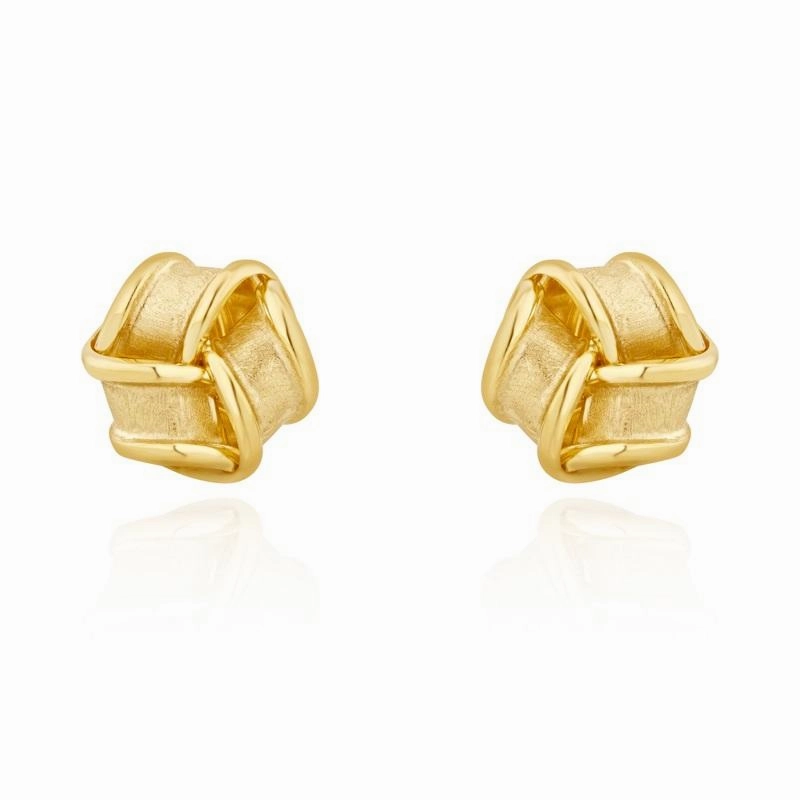 9ct Yellow Gold 10mm Looped Knot Stud Earrings