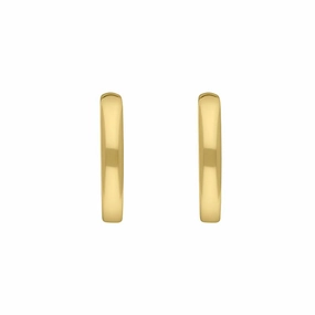 9ct Yellow Gold 14mm Round Domed Hoop Earrings