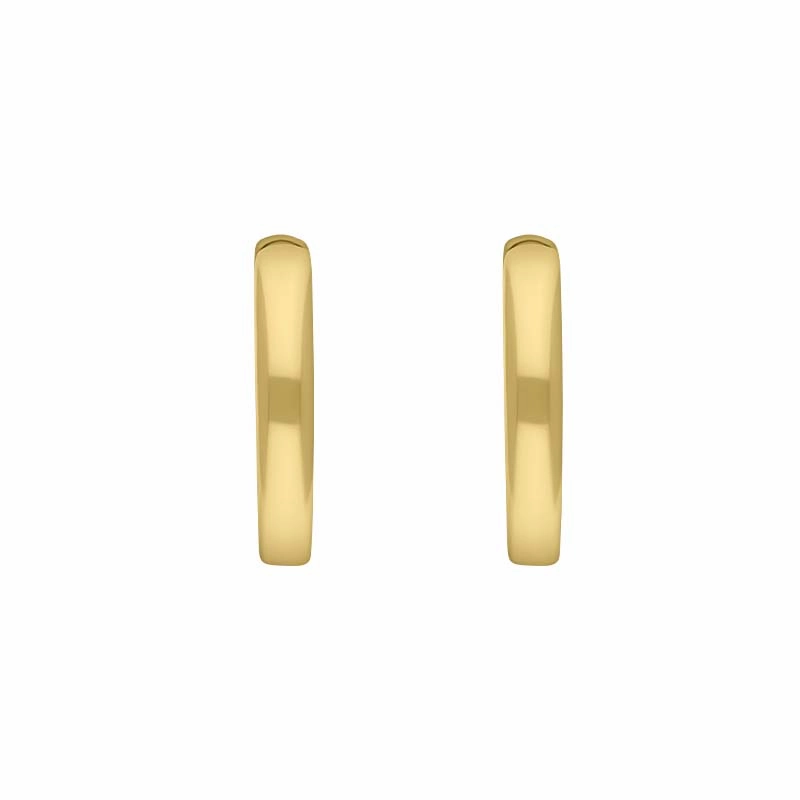 9ct Yellow Gold 14mm Round Domed Hoop Earrings