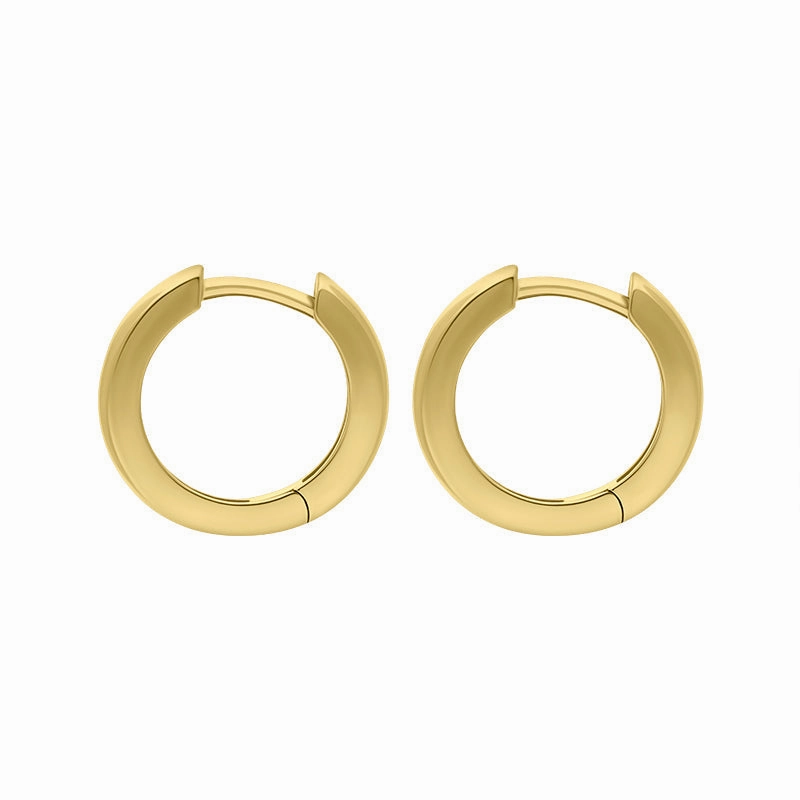 9ct Yellow Gold 14mm Round Domed Hoop Earrings