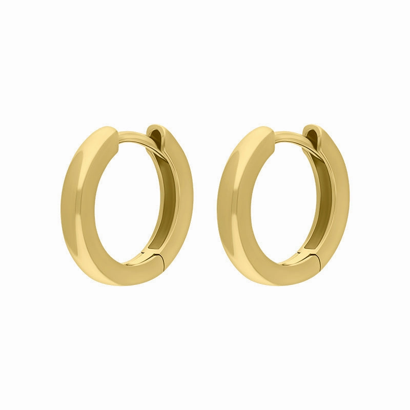 9ct Yellow Gold 14mm Round Domed Hoop Earrings