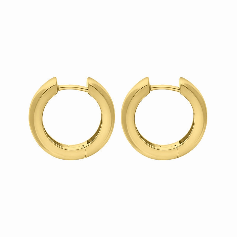 9ct Yellow Gold 16mm Round Domed Hoop Earrings