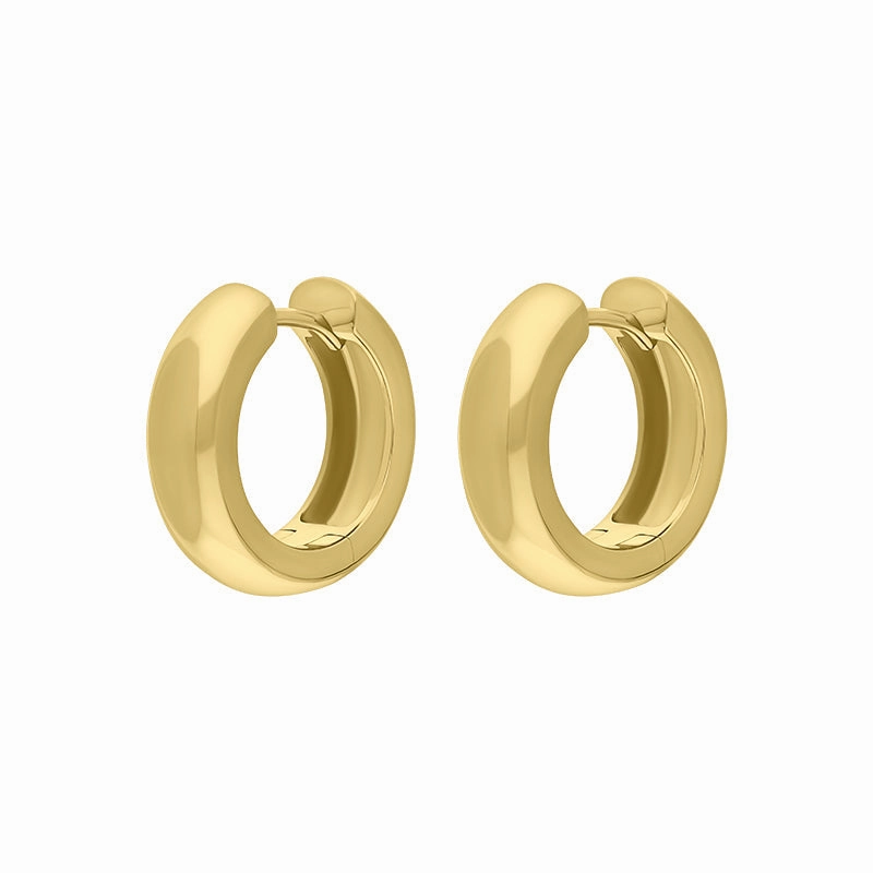 9ct Yellow Gold 16mm Round Domed Hoop Earrings