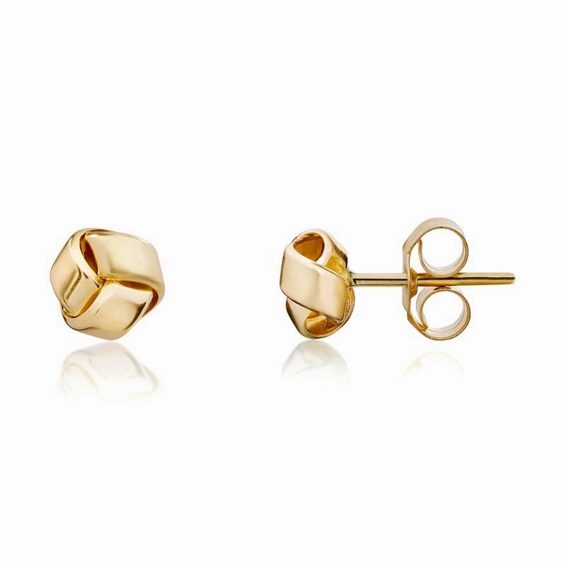 9ct Yellow Gold 5mm Looped Knot Stud Earrings