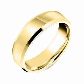 9ct Yellow Gold 6mm Bevelled Edge Wedding Ring