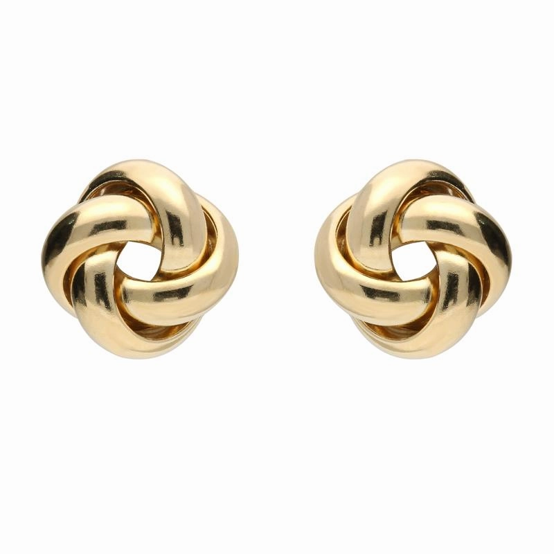9ct Yellow Gold 9mm 4 Strand Knot Stud Earrings