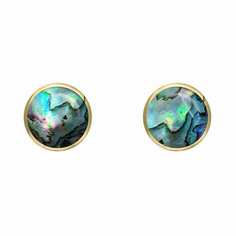 9ct Yellow Gold Abalone 5mm Classic Small Round Stud Earrings