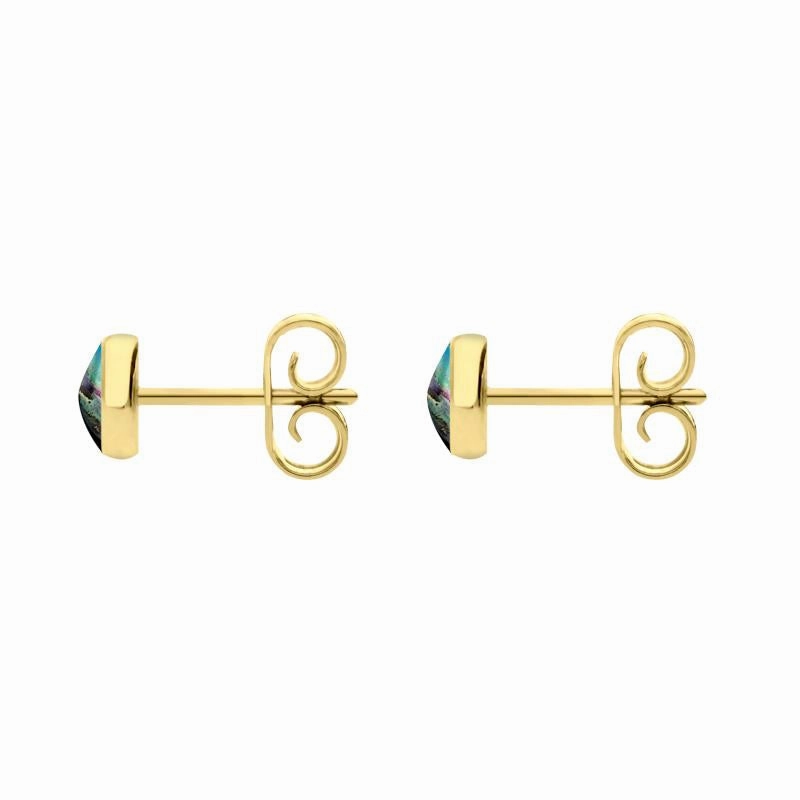 9ct Yellow Gold Abalone 5mm Classic Small Round Stud Earrings