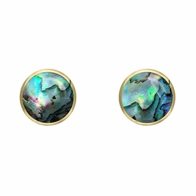 9ct Yellow Gold Abalone 5mm Classic Small Round Stud Earrings