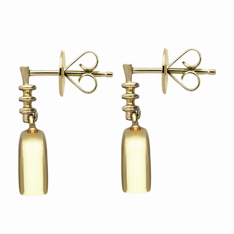 9ct Yellow Gold Aquamarine Oval Bottle Top Drop Earrings