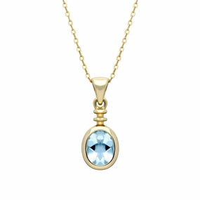 9ct Yellow Gold Aquamarine Oval Bottle Top Necklace