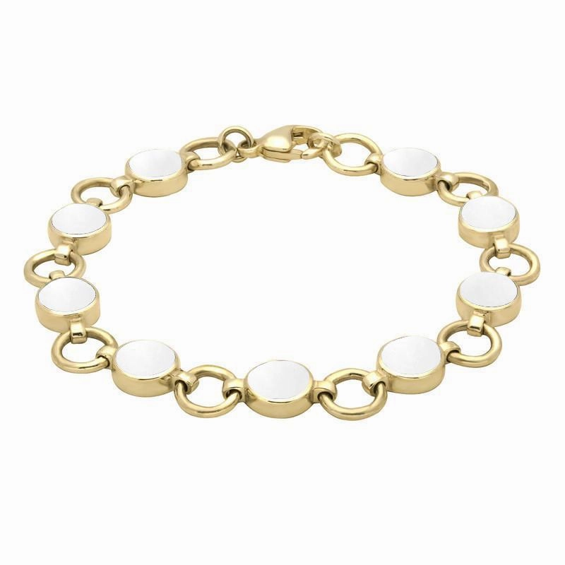 9ct Yellow Gold Bauxite Nine Stone Round Ring Bracelet