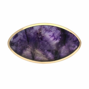 9ct Yellow Gold Blue John Contemporary Oval Brooch