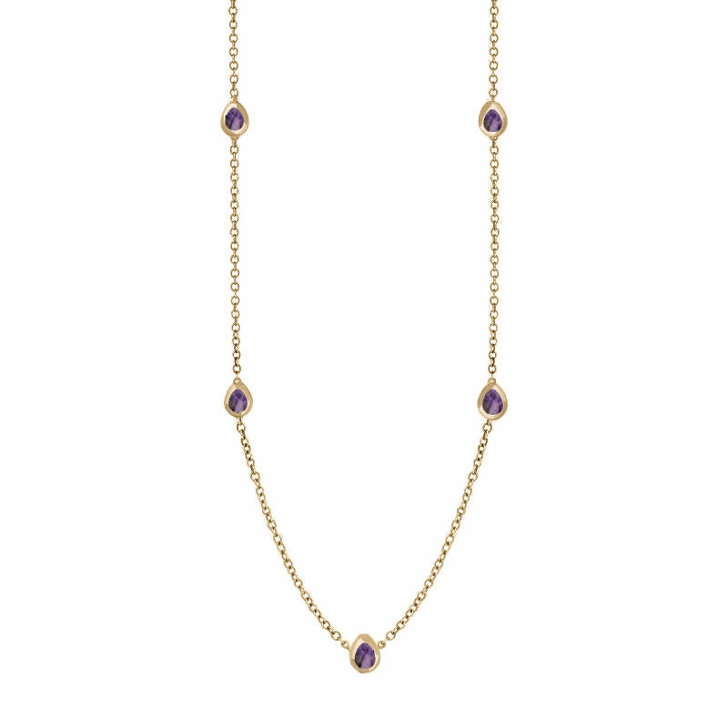 9ct Yellow Gold Blue John Cross Link Disc Chain Necklace