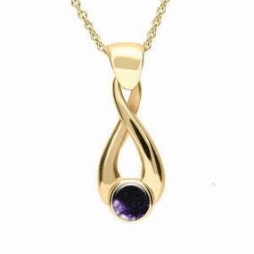 9ct Yellow Gold Blue John Eternity Loop Necklace