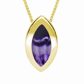 9ct Yellow Gold Blue John Framed Marquise Necklace